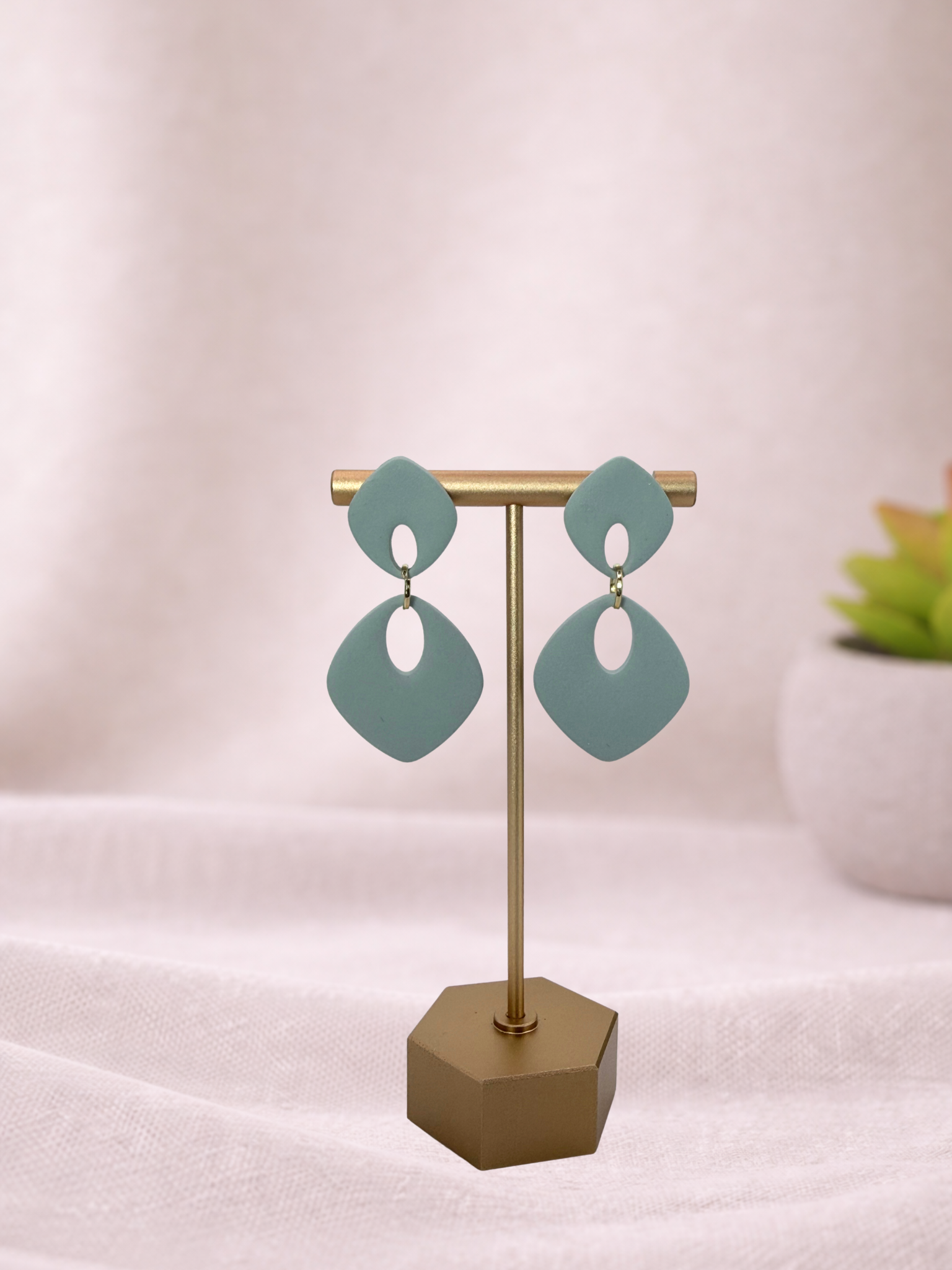 Fable Clay Co ISLA soft drop statement earrings featuring colorful, sculptural clay design with gold accents and a bold, elegant style.