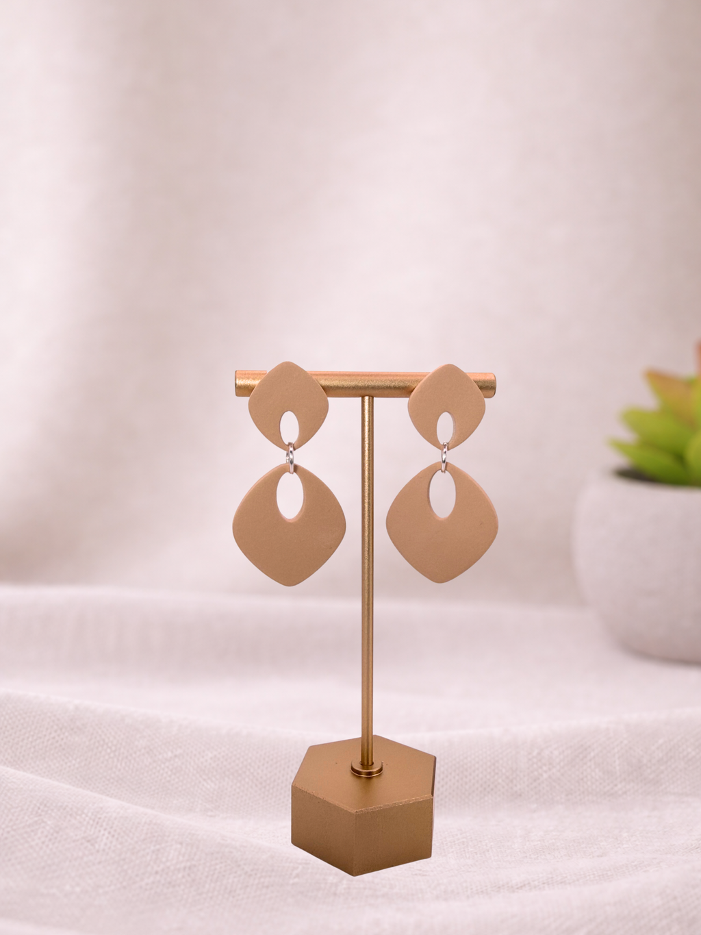 Fable Clay Co ISLA soft drop statement earrings featuring colorful, sculptural clay design on white background